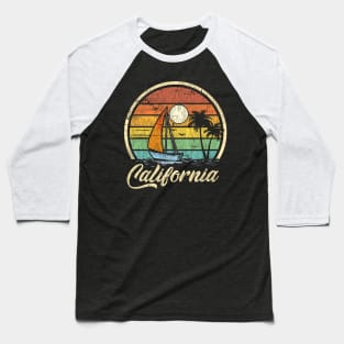 California  Vintage Distressed Sailboat Sailing Baseball T-Shirt